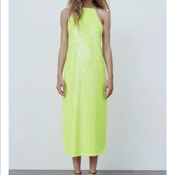 Zara sequin yellow dress - Picture 5 of 8